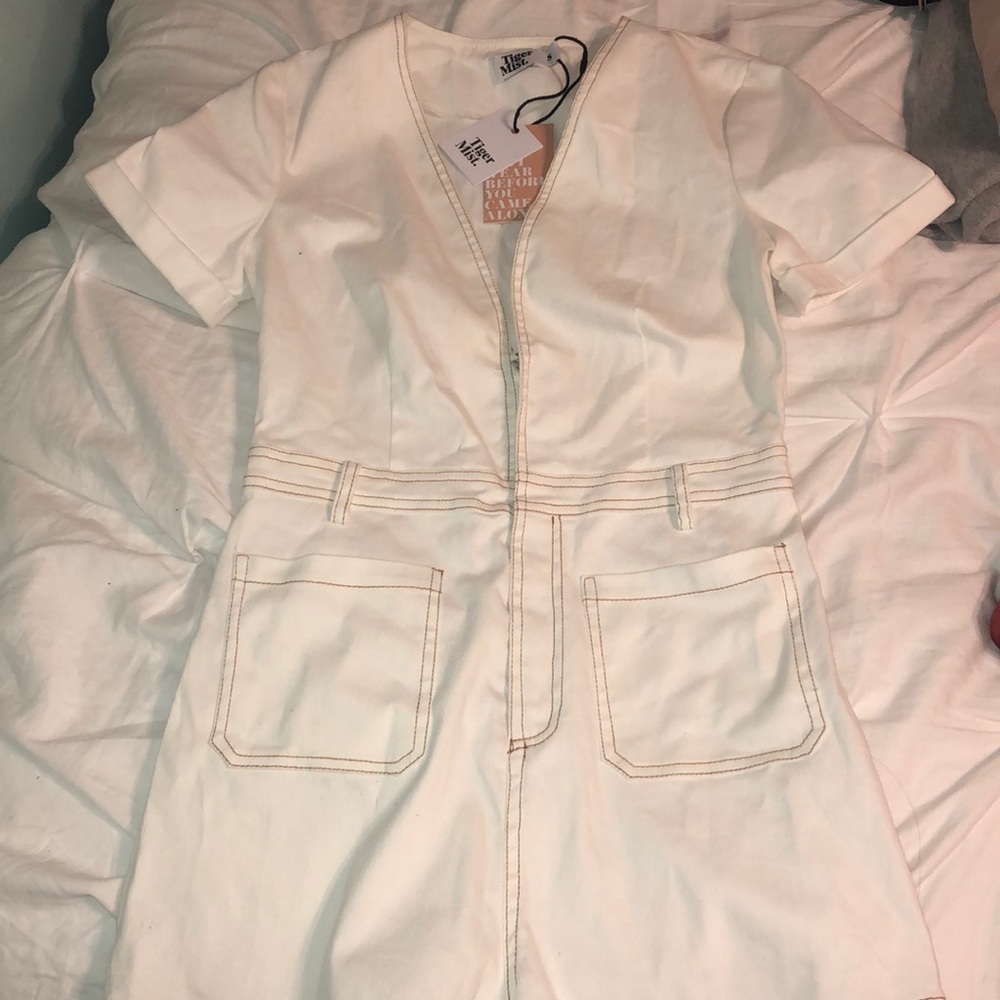 Tiger mist white one piece romper